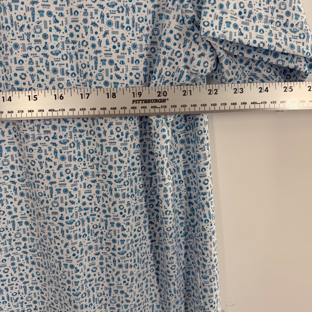 Peter Millar Summer Comfort Crown Sport Polo Mens XL Blue White Print MS20EK31S - Picture 7 of 10